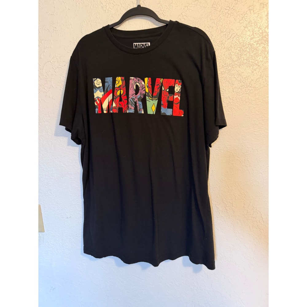 Marvel Comics Graphic Logo T-Shirt Mens LT Black Avengers Superhero Tee Tall - Picture 6 of 7